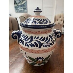TALAVERA  Table tops Unlimited hand painted collection 13” BLUE & WHITE GINGER